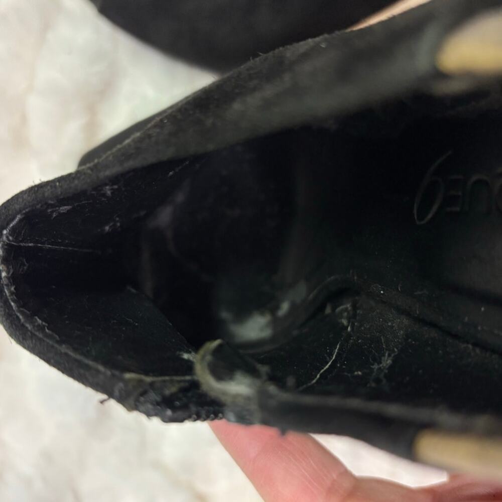 Boutique 9 Colton Black Suede Nine West Snake Gold Platform High Heels Size 6 - Picture 13 of 13